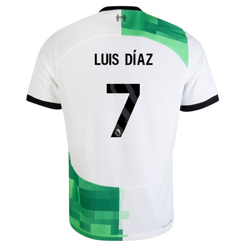 Vaikiškas Luis Diaz #7 Balta Žalia Išvykos Marškinėliai 2023/24 T-Shirt