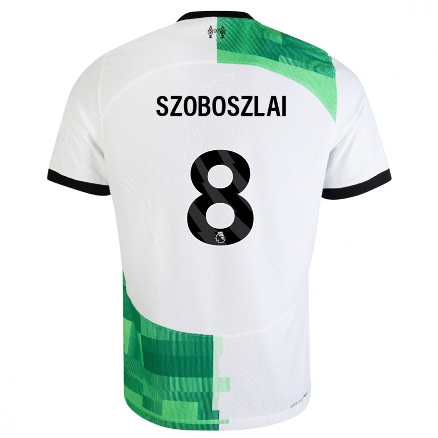 Vaikiškas Dominik Szoboszlai #8 Balta Žalia Išvykos Marškinėliai 2023/24 T-Shirt