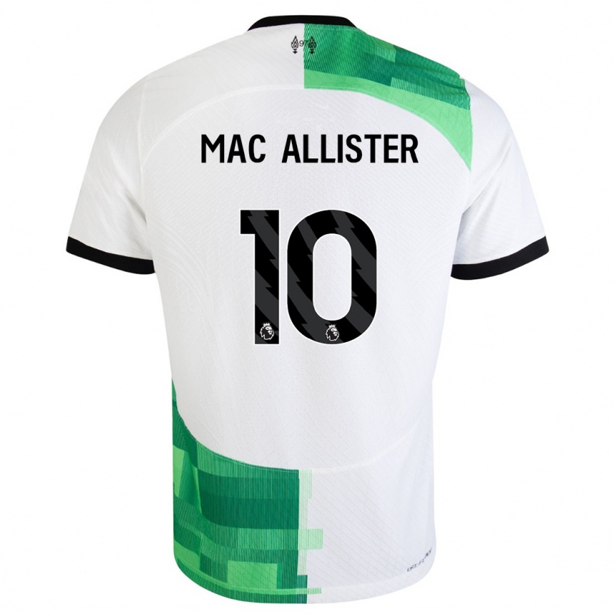 Vaikiškas Alexis Mac Allister #10 Balta Žalia Išvykos Marškinėliai 2023/24 T-Shirt