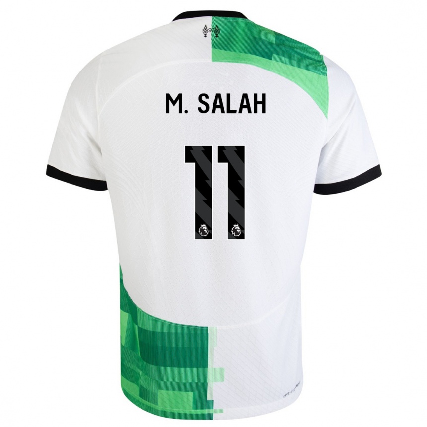 Vaikiškas Mohamed Salah #11 Balta Žalia Išvykos Marškinėliai 2023/24 T-Shirt