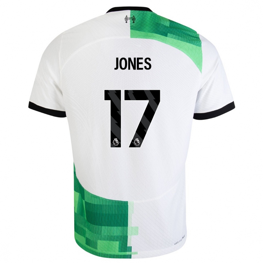 Vaikiškas Curtis Jones #17 Balta Žalia Išvykos Marškinėliai 2023/24 T-Shirt