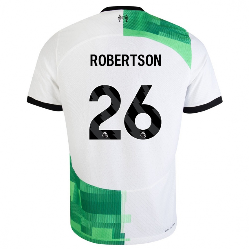 Vaikiškas Andrew Robertson #26 Balta Žalia Išvykos Marškinėliai 2023/24 T-Shirt