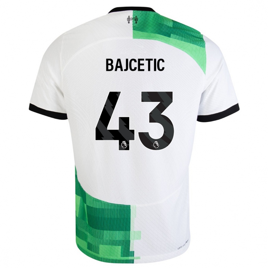 Vaikiškas Stefan Bajcetic #43 Balta Žalia Išvykos Marškinėliai 2023/24 T-Shirt