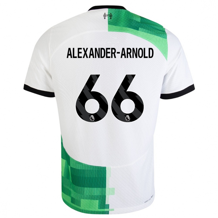 Vaikiškas Trent Alexander-Arnold #66 Balta Žalia Išvykos Marškinėliai 2023/24 T-Shirt