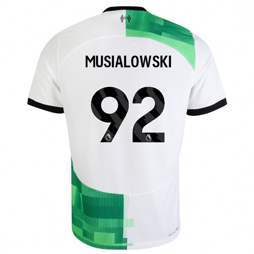 Vaikiškas Mateusz Musialowski #92 Balta Žalia Išvykos Marškinėliai 2023/24 T-Shirt