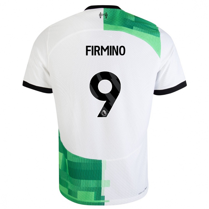 Vaikiškas Roberto Firmino #9 Balta Žalia Išvykos Marškinėliai 2023/24 T-Shirt