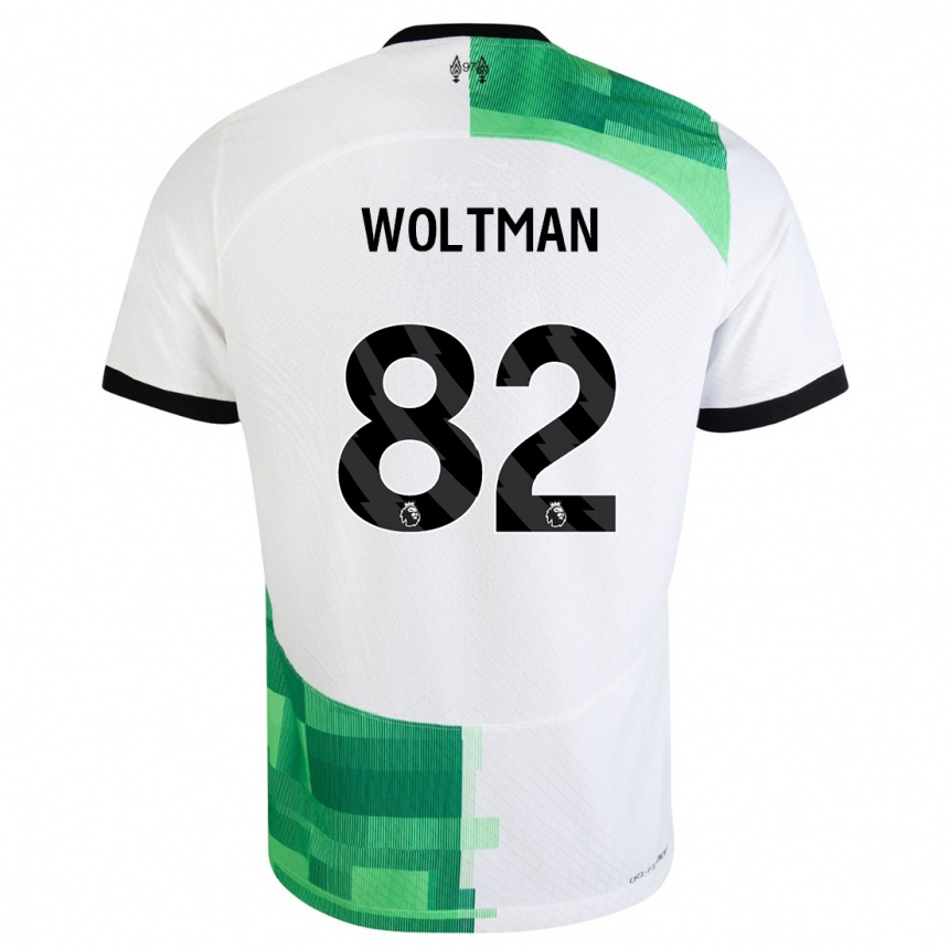 Vaikiškas Max Woltman #82 Balta Žalia Išvykos Marškinėliai 2023/24 T-Shirt