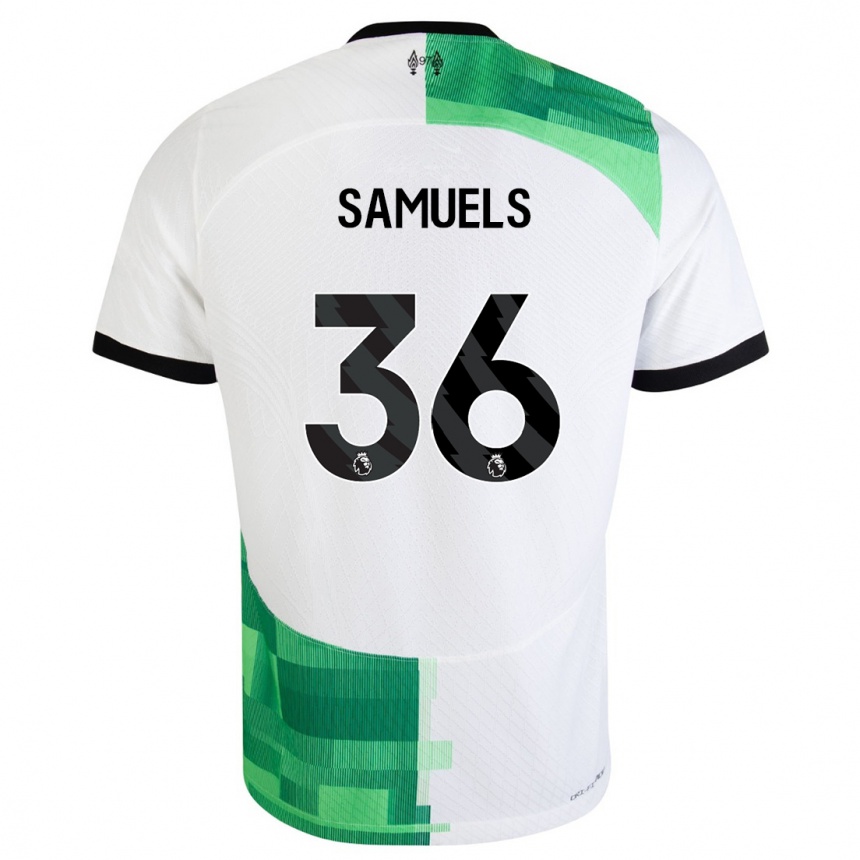 Vaikiškas Kerron Samuels #36 Balta Žalia Išvykos Marškinėliai 2023/24 T-Shirt