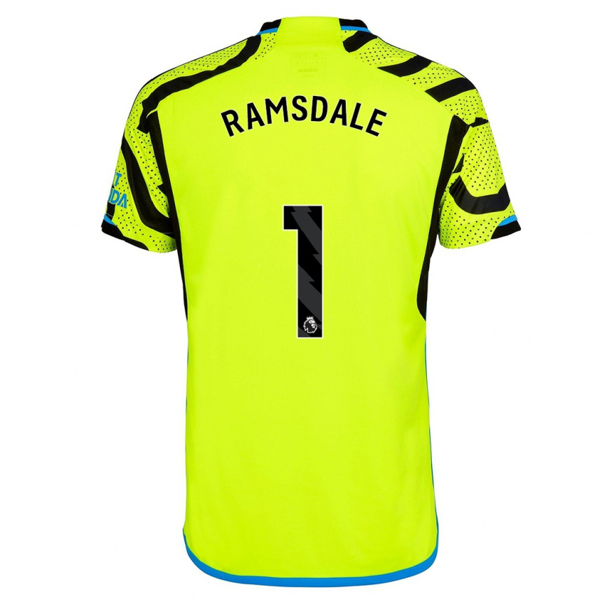 Vaikiškas Aaron Ramsdale #1 Geltona Išvykos Marškinėliai 2023/24 T-Shirt