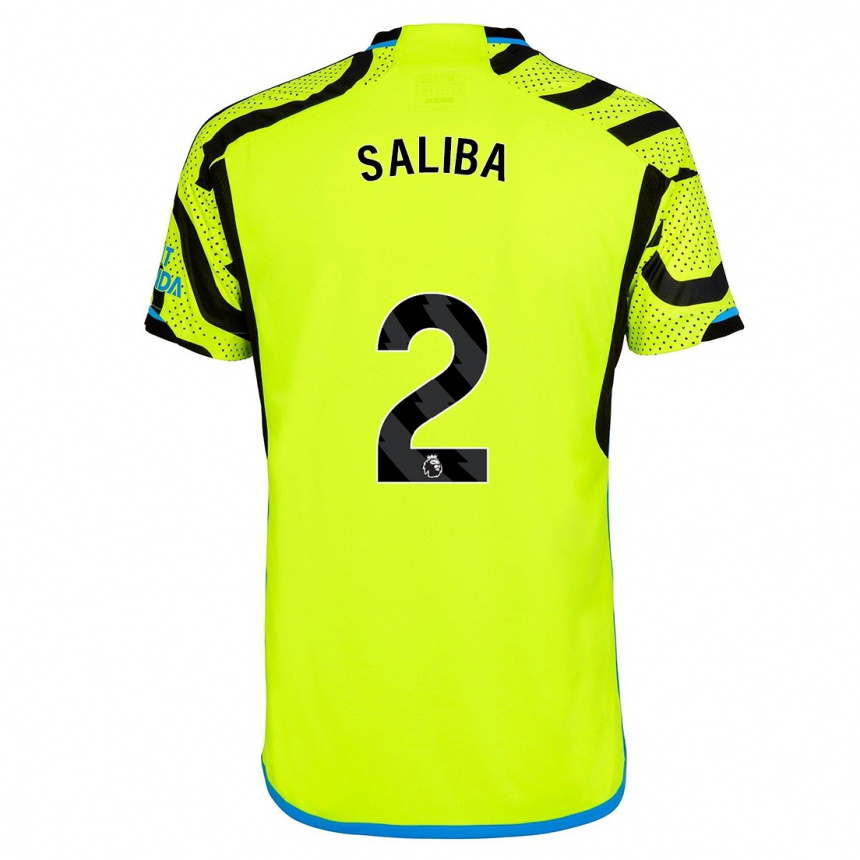 Vaikiškas William Saliba #2 Geltona Išvykos Marškinėliai 2023/24 T-Shirt