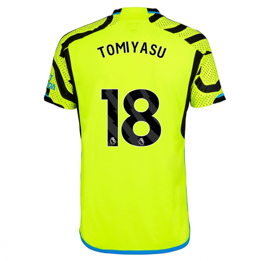 Vaikiškas Takehiro Tomiyasu #18 Geltona Išvykos Marškinėliai 2023/24 T-Shirt