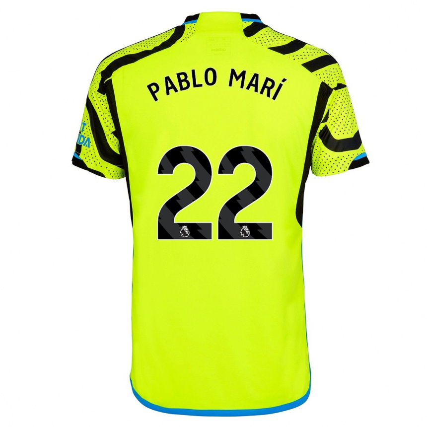 Vaikiškas Pablo Mari #22 Geltona Išvykos Marškinėliai 2023/24 T-Shirt