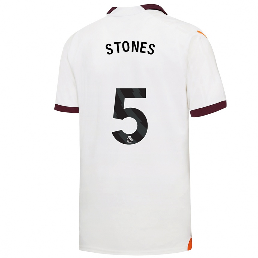 Vaikiškas John Stones #5 Baltas Išvykos Marškinėliai 2023/24 T-Shirt