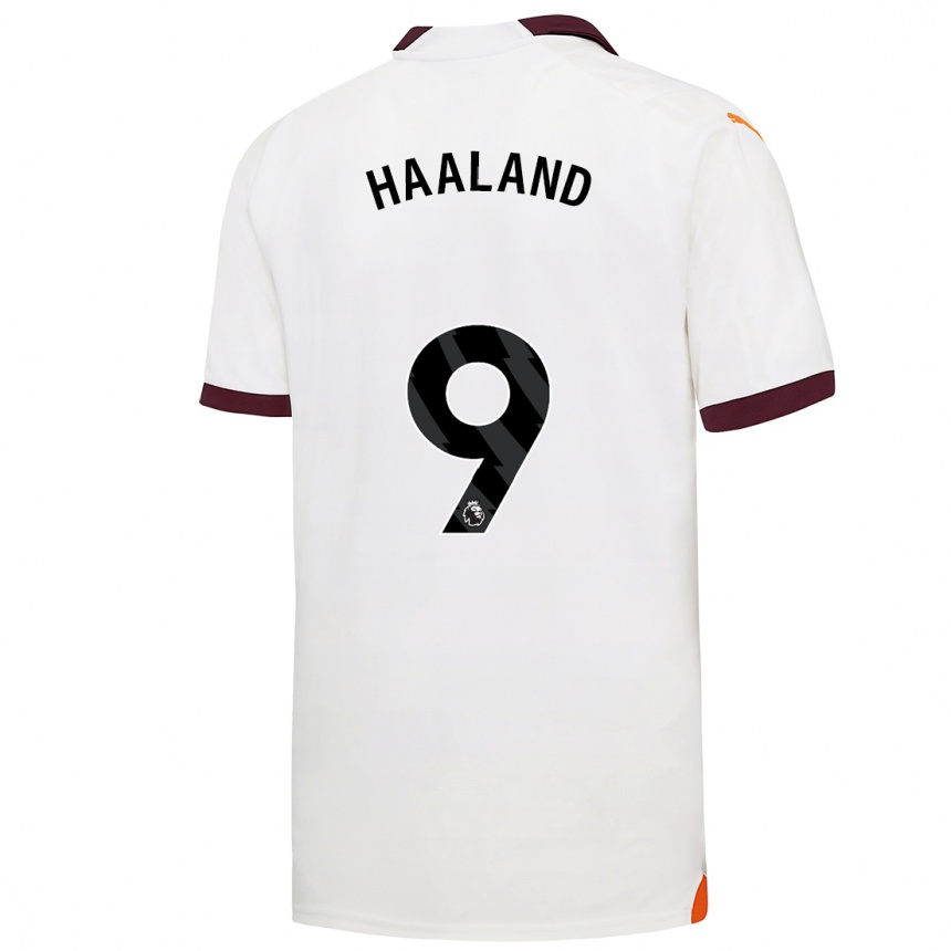 Vaikiškas Erling Haaland #9 Baltas Išvykos Marškinėliai 2023/24 T-Shirt