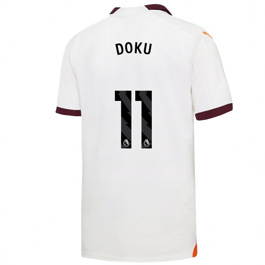 Vaikiškas Jérémy Doku #11 Baltas Išvykos Marškinėliai 2023/24 T-Shirt