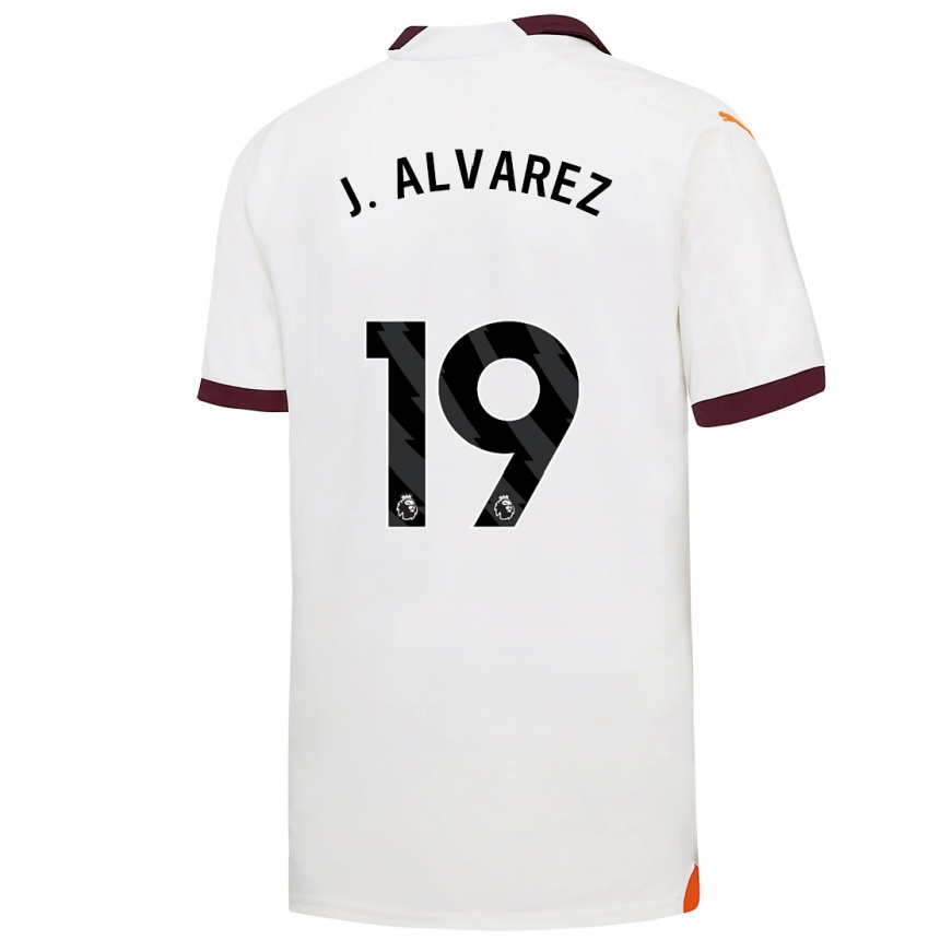 Vaikiškas Julian Alvarez #19 Baltas Išvykos Marškinėliai 2023/24 T-Shirt