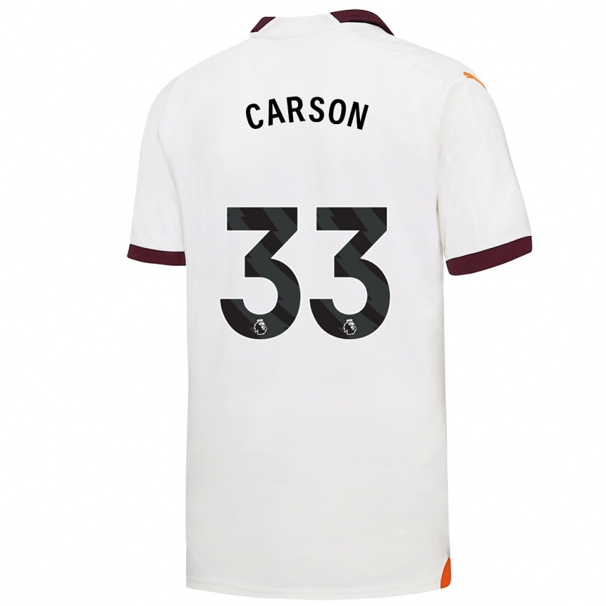 Vaikiškas Scott Carson #33 Baltas Išvykos Marškinėliai 2023/24 T-Shirt