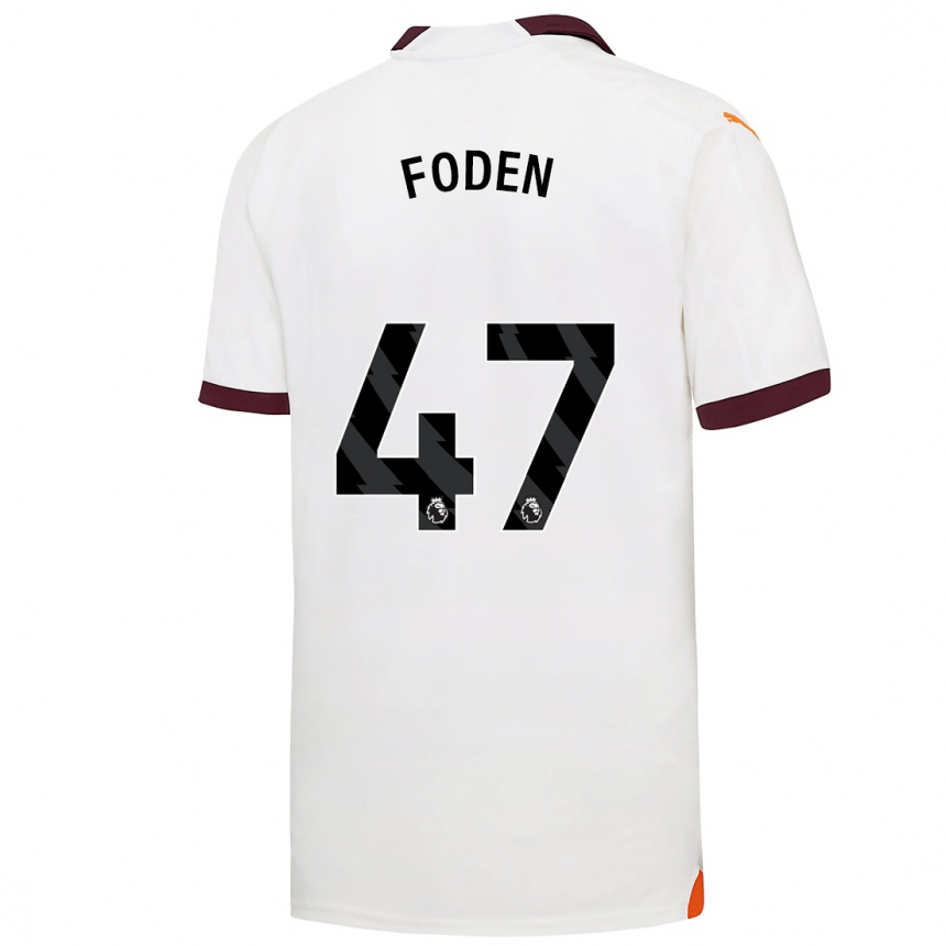 Vaikiškas Phil Foden #47 Baltas Išvykos Marškinėliai 2023/24 T-Shirt