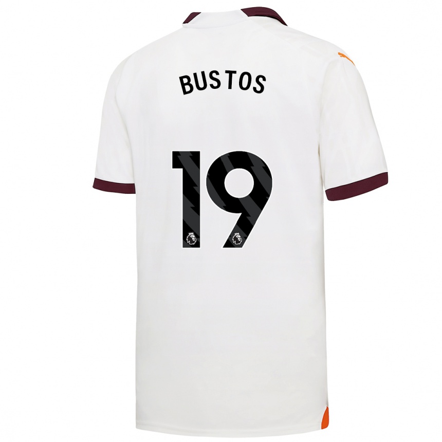 Vaikiškas Nahuel Bustos #19 Baltas Išvykos Marškinėliai 2023/24 T-Shirt