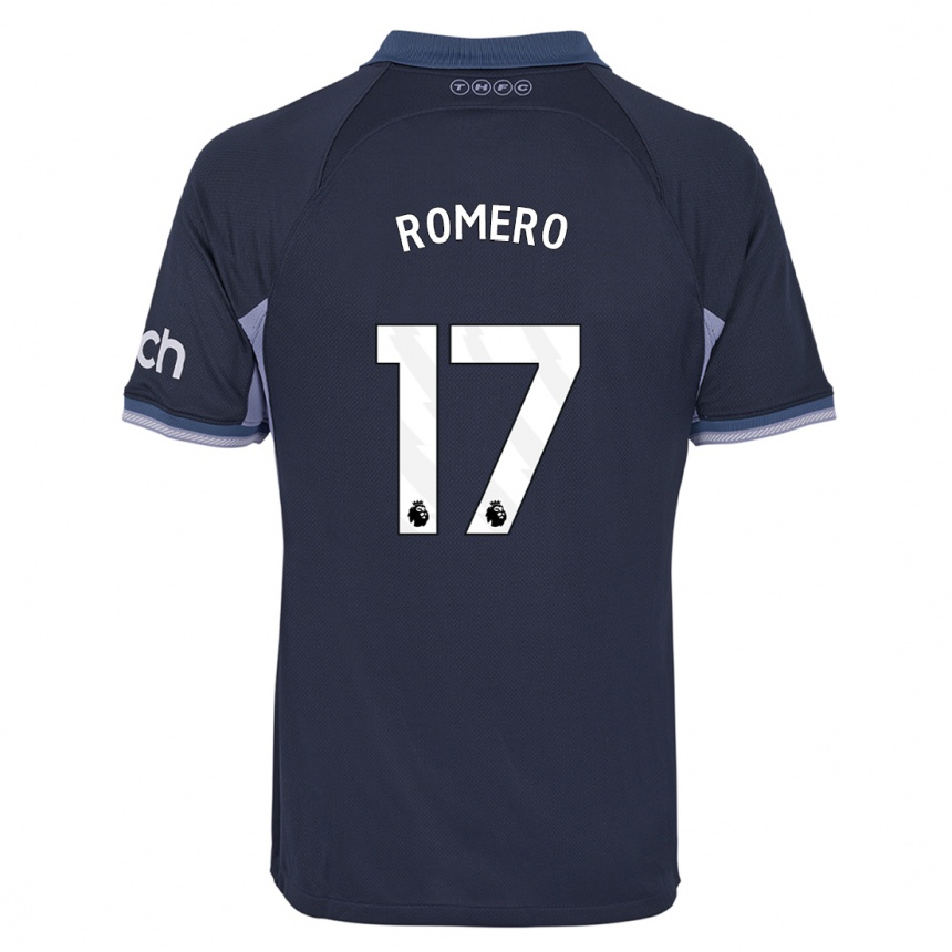 Vaikiškas Cristian Romero #17 Tamsiai Mėlyna Išvykos Marškinėliai 2023/24 T-Shirt