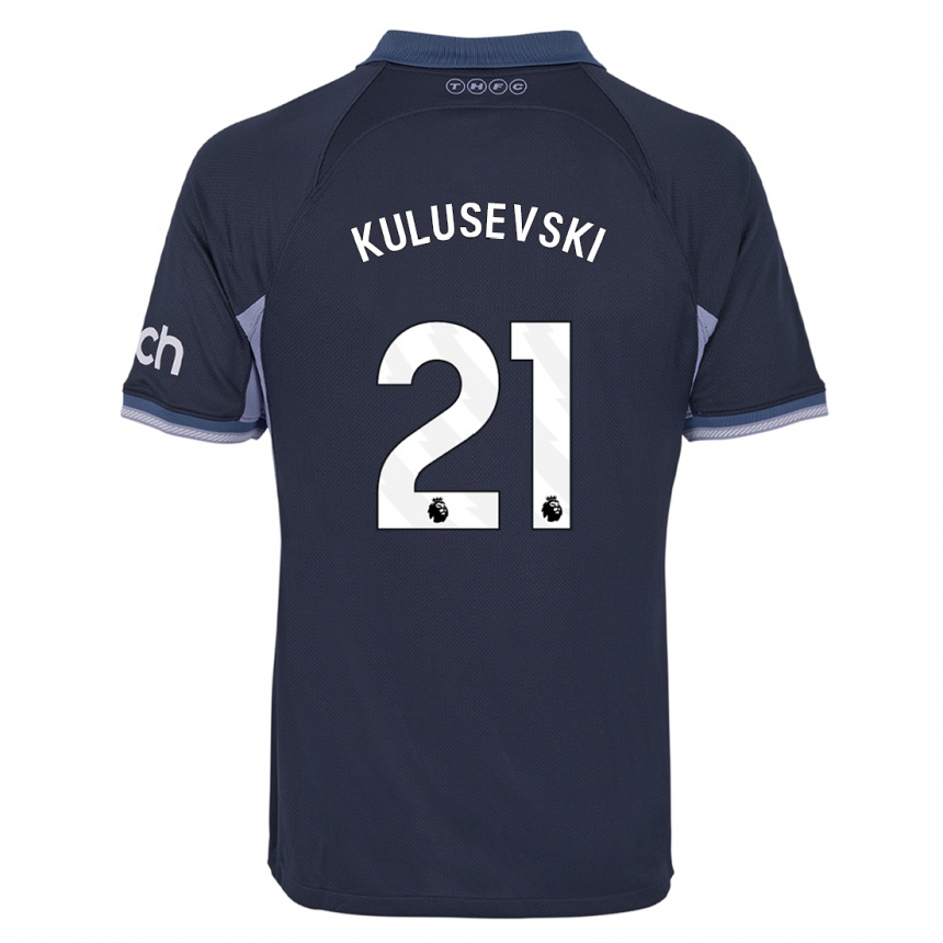 Vaikiškas Dejan Kulusevski #21 Tamsiai Mėlyna Išvykos Marškinėliai 2023/24 T-Shirt