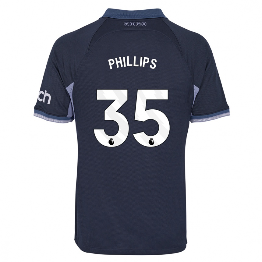 Vaikiškas Ashley Phillips #35 Tamsiai Mėlyna Išvykos Marškinėliai 2023/24 T-Shirt