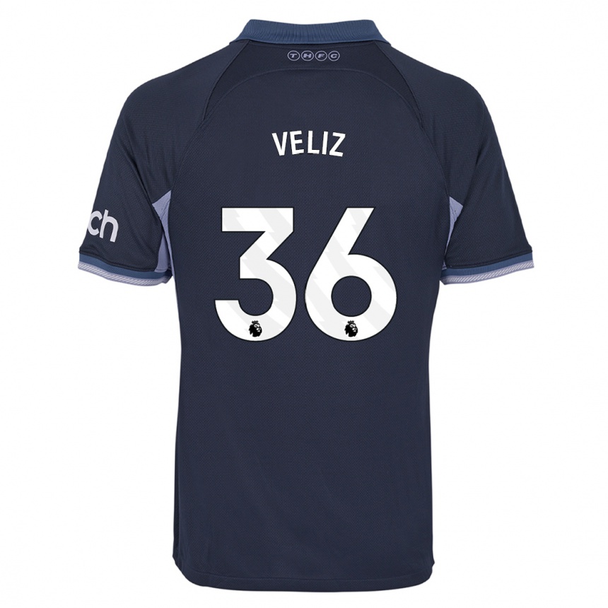 Vaikiškas Alejo Véliz #36 Tamsiai Mėlyna Išvykos Marškinėliai 2023/24 T-Shirt