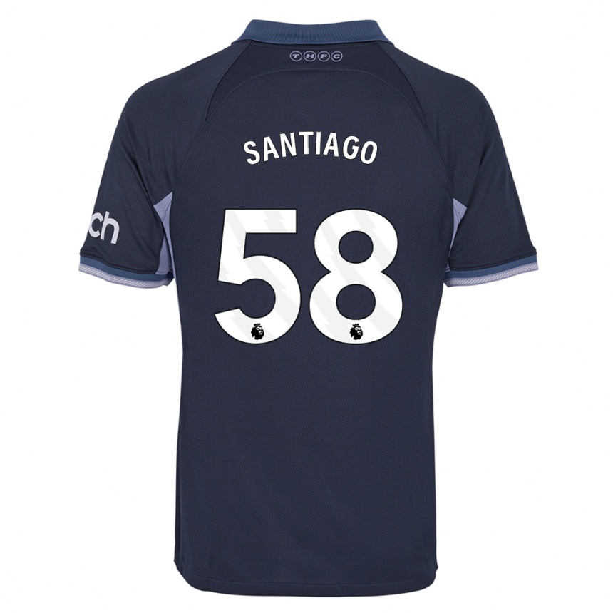 Vaikiškas Yago Santiago #58 Tamsiai Mėlyna Išvykos Marškinėliai 2023/24 T-Shirt