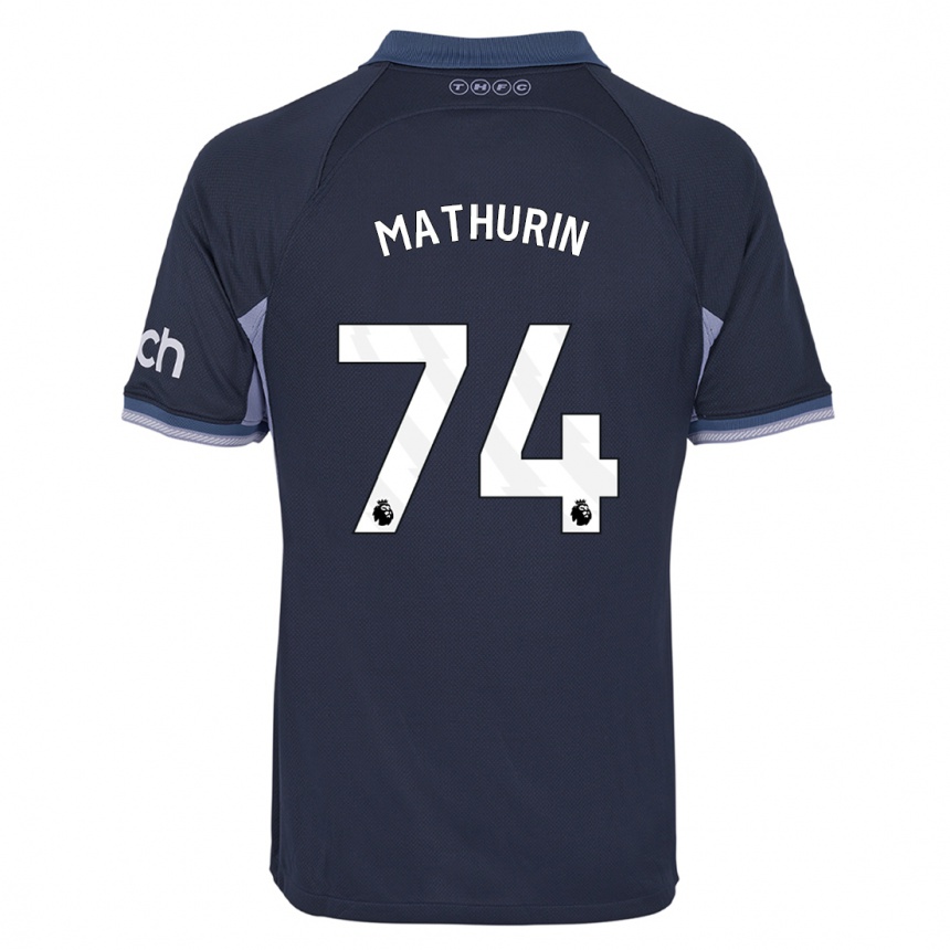 Vaikiškas Roshaun Mathurin #74 Tamsiai Mėlyna Išvykos Marškinėliai 2023/24 T-Shirt