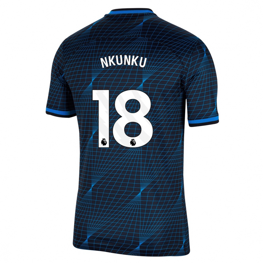 Vaikiškas Christopher Nkunku #18 Tamsiai Mėlyna Išvykos Marškinėliai 2023/24 T-Shirt