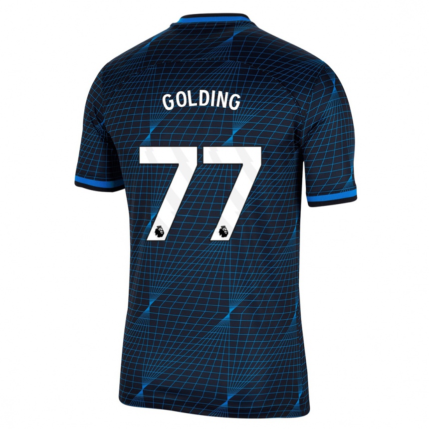 Vaikiškas Michael Golding #77 Tamsiai Mėlyna Išvykos Marškinėliai 2023/24 T-Shirt