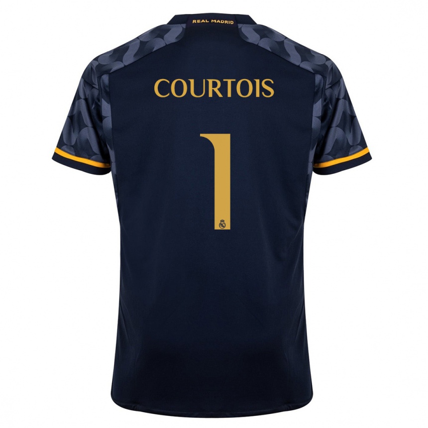 Vaikiškas Thibaut Courtois #1 Tamsiai Mėlyna Išvykos Marškinėliai 2023/24 T-Shirt