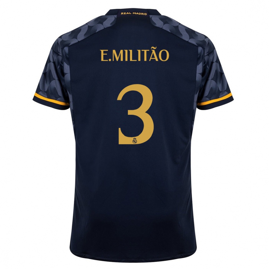 Vaikiškas Eder Militao #3 Tamsiai Mėlyna Išvykos Marškinėliai 2023/24 T-Shirt