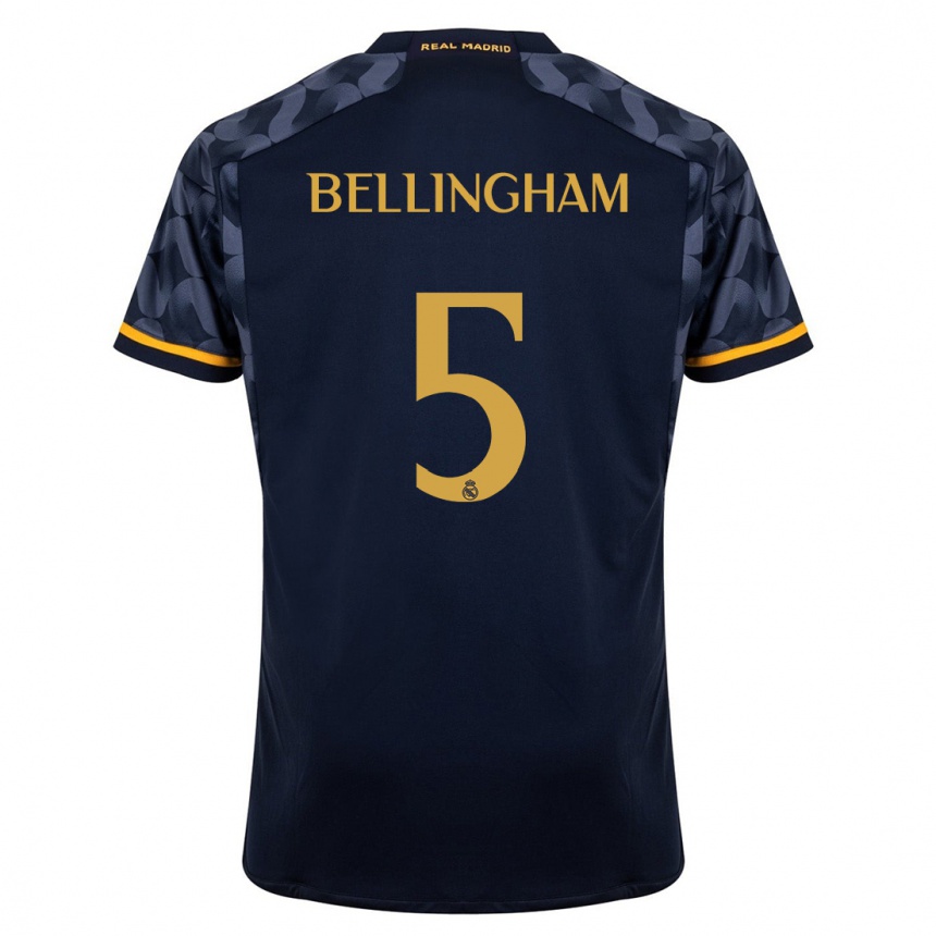 Vaikiškas Jude Bellingham #5 Tamsiai Mėlyna Išvykos Marškinėliai 2023/24 T-Shirt