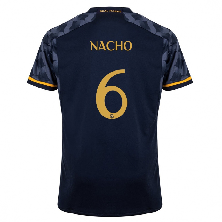 Vaikiškas Nacho Fernandez #6 Tamsiai Mėlyna Išvykos Marškinėliai 2023/24 T-Shirt