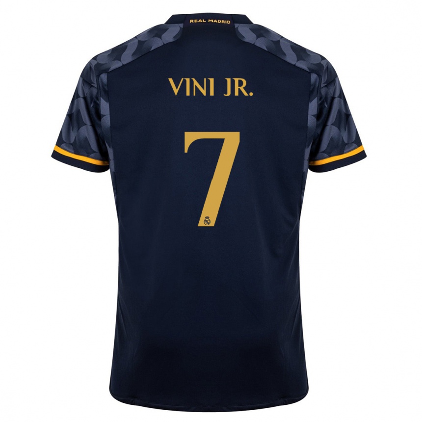 Vaikiškas Vinicius Junior #7 Tamsiai Mėlyna Išvykos Marškinėliai 2023/24 T-Shirt