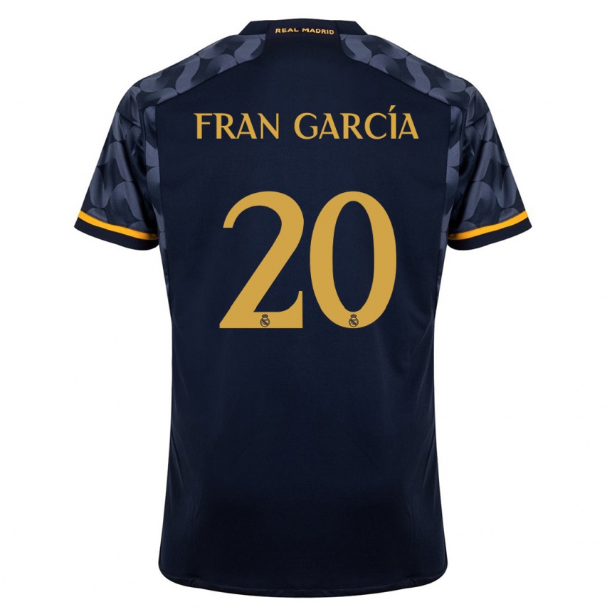 Vaikiškas Fran García #20 Tamsiai Mėlyna Išvykos Marškinėliai 2023/24 T-Shirt