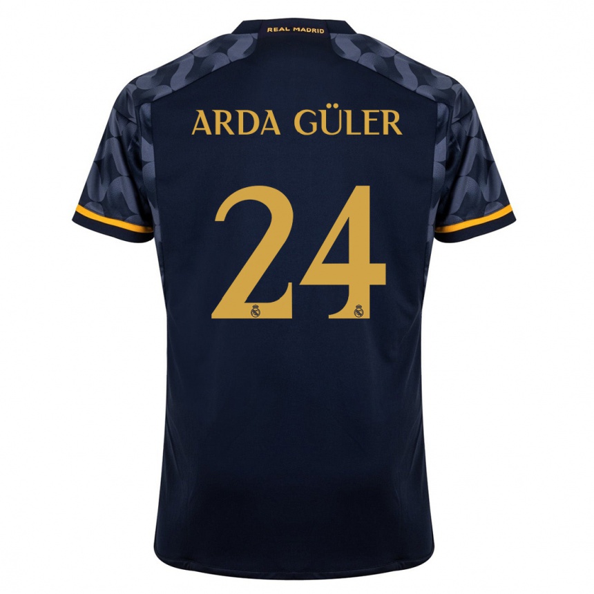 Vaikiškas Arda Güler #24 Tamsiai Mėlyna Išvykos Marškinėliai 2023/24 T-Shirt