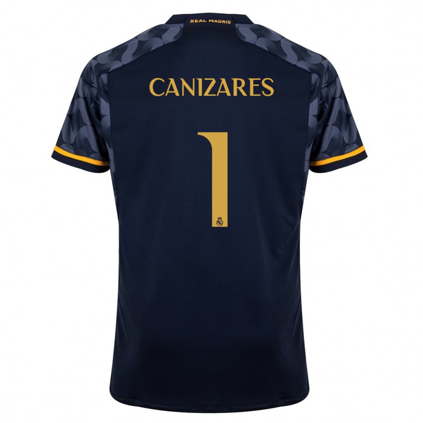 Vaikiškas Lucas Cañizares #1 Tamsiai Mėlyna Išvykos Marškinėliai 2023/24 T-Shirt