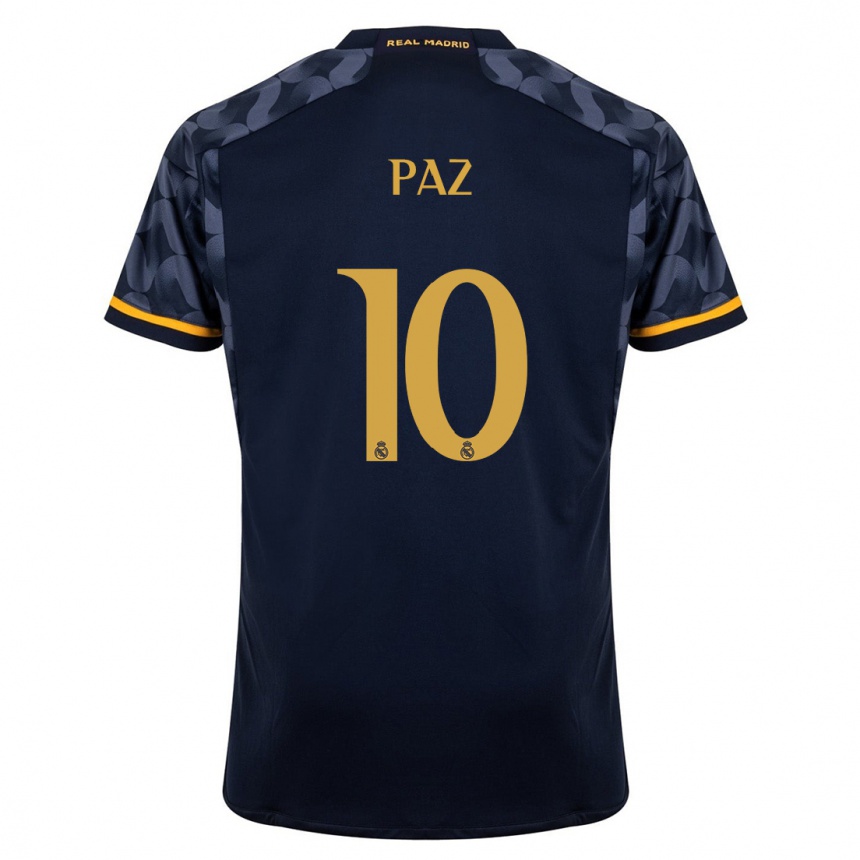 Vaikiškas Nico Paz #10 Tamsiai Mėlyna Išvykos Marškinėliai 2023/24 T-Shirt