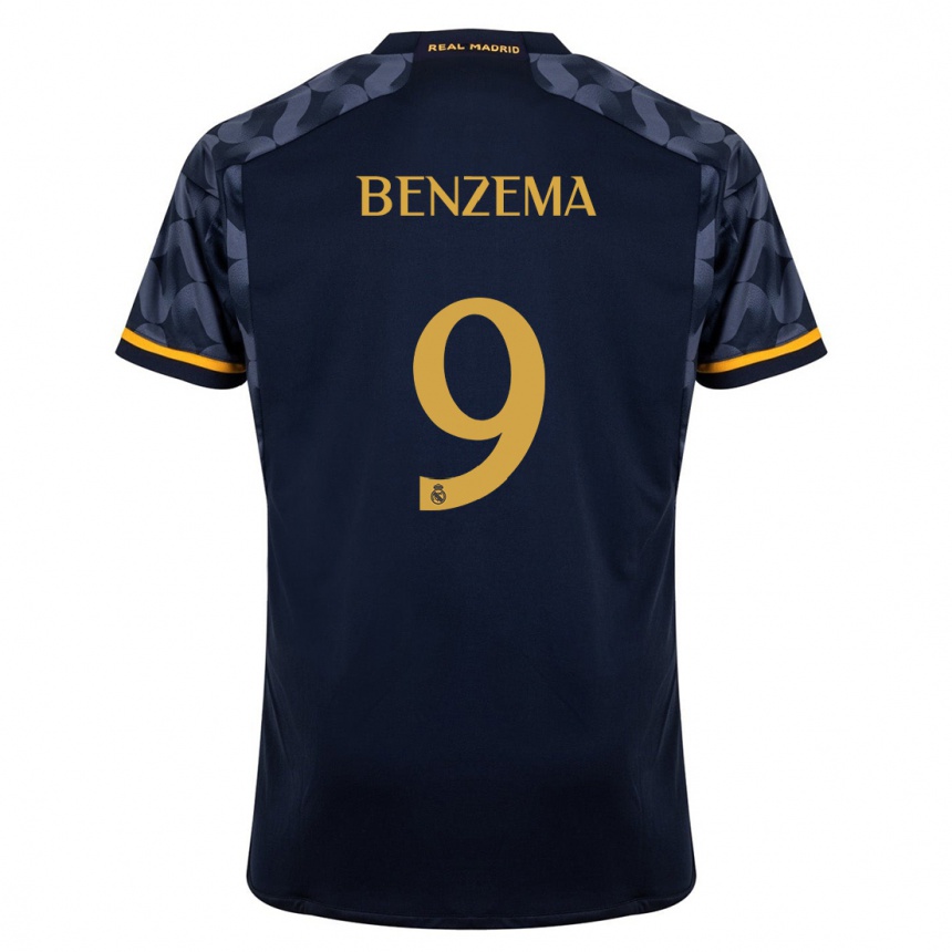 Vaikiškas Karim Benzema #9 Tamsiai Mėlyna Išvykos Marškinėliai 2023/24 T-Shirt