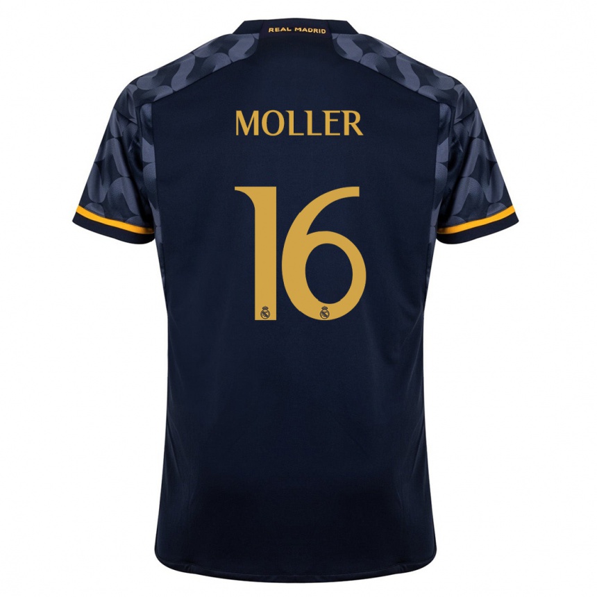 Vaikiškas Caroline Moller #16 Tamsiai Mėlyna Išvykos Marškinėliai 2023/24 T-Shirt