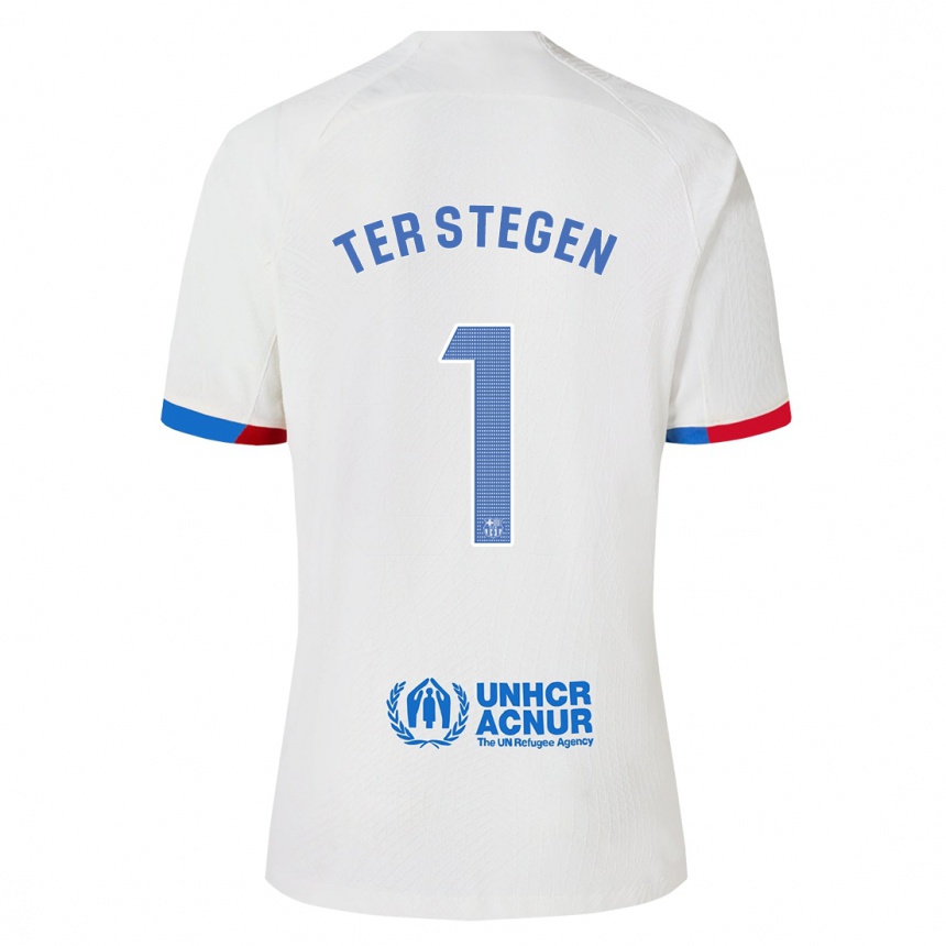 Vaikiškas Marc-Andre Ter Stegen #1 Baltas Išvykos Marškinėliai 2023/24 T-Shirt