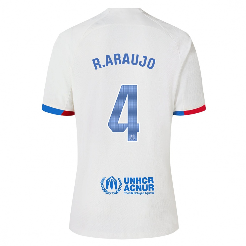 Vaikiškas Ronald Araujo #4 Baltas Išvykos Marškinėliai 2023/24 T-Shirt