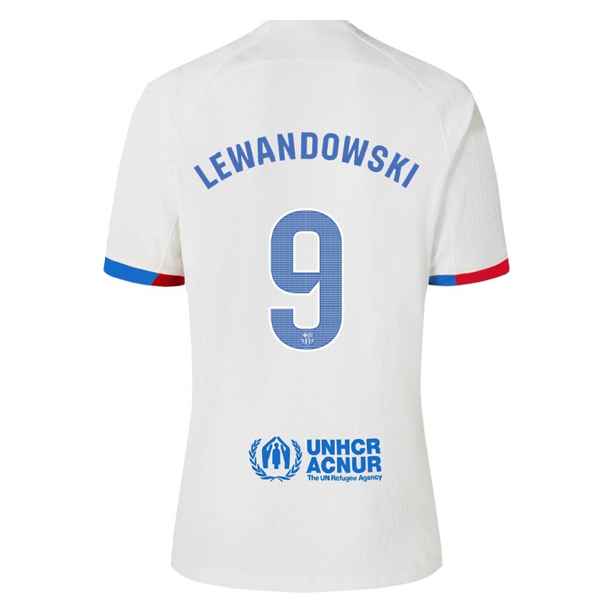 Vaikiškas Robert Lewandowski #9 Baltas Išvykos Marškinėliai 2023/24 T-Shirt