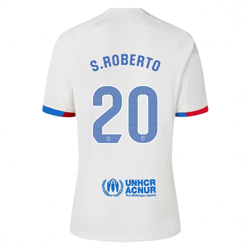 Vaikiškas Sergi Roberto #20 Baltas Išvykos Marškinėliai 2023/24 T-Shirt