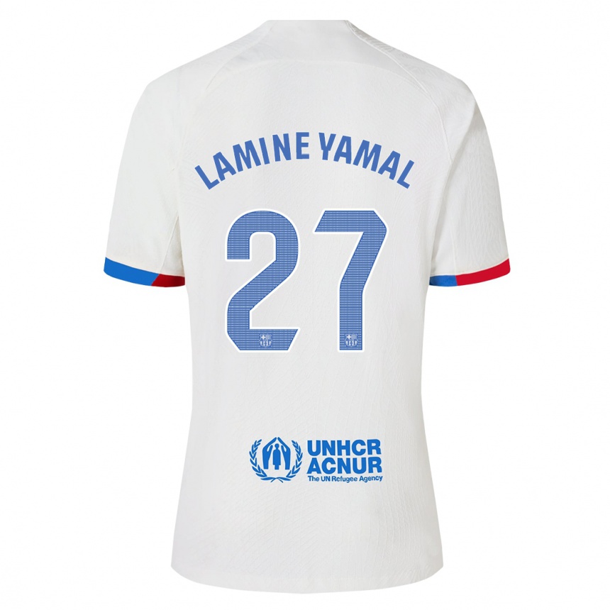 Vaikiškas Lamine Yamal #27 Baltas Išvykos Marškinėliai 2023/24 T-Shirt