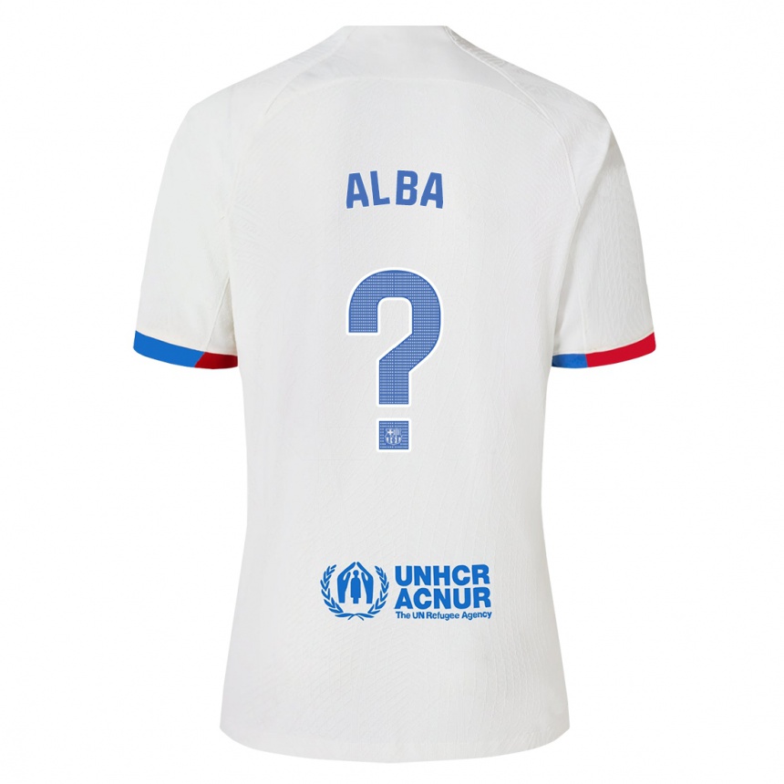 Vaikiškas Javi Alba #0 Baltas Išvykos Marškinėliai 2023/24 T-Shirt