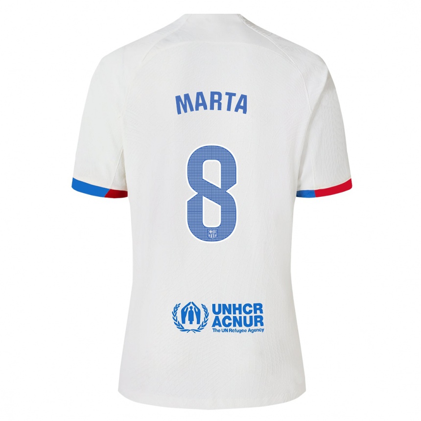 Vaikiškas Marta Torrejon #8 Baltas Išvykos Marškinėliai 2023/24 T-Shirt