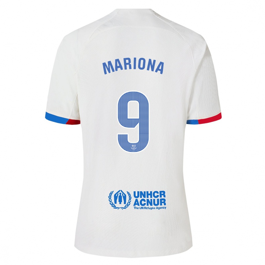 Vaikiškas Mariona Caldentey #9 Baltas Išvykos Marškinėliai 2023/24 T-Shirt